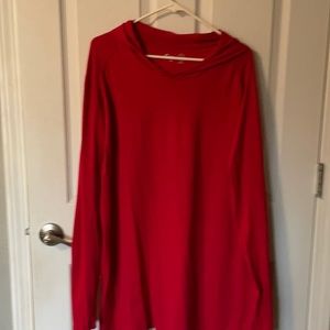 Zyia men’s red, long sleeve hooded tee